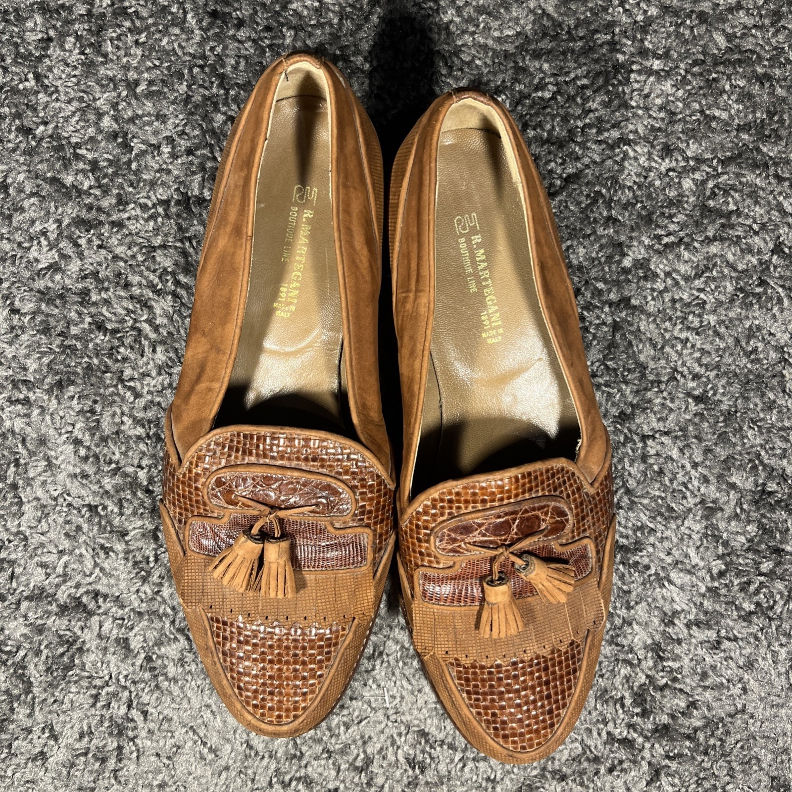 R Martegani Boutique Line Men's Loafers Made In Italy Size 10 1/2 D Leather